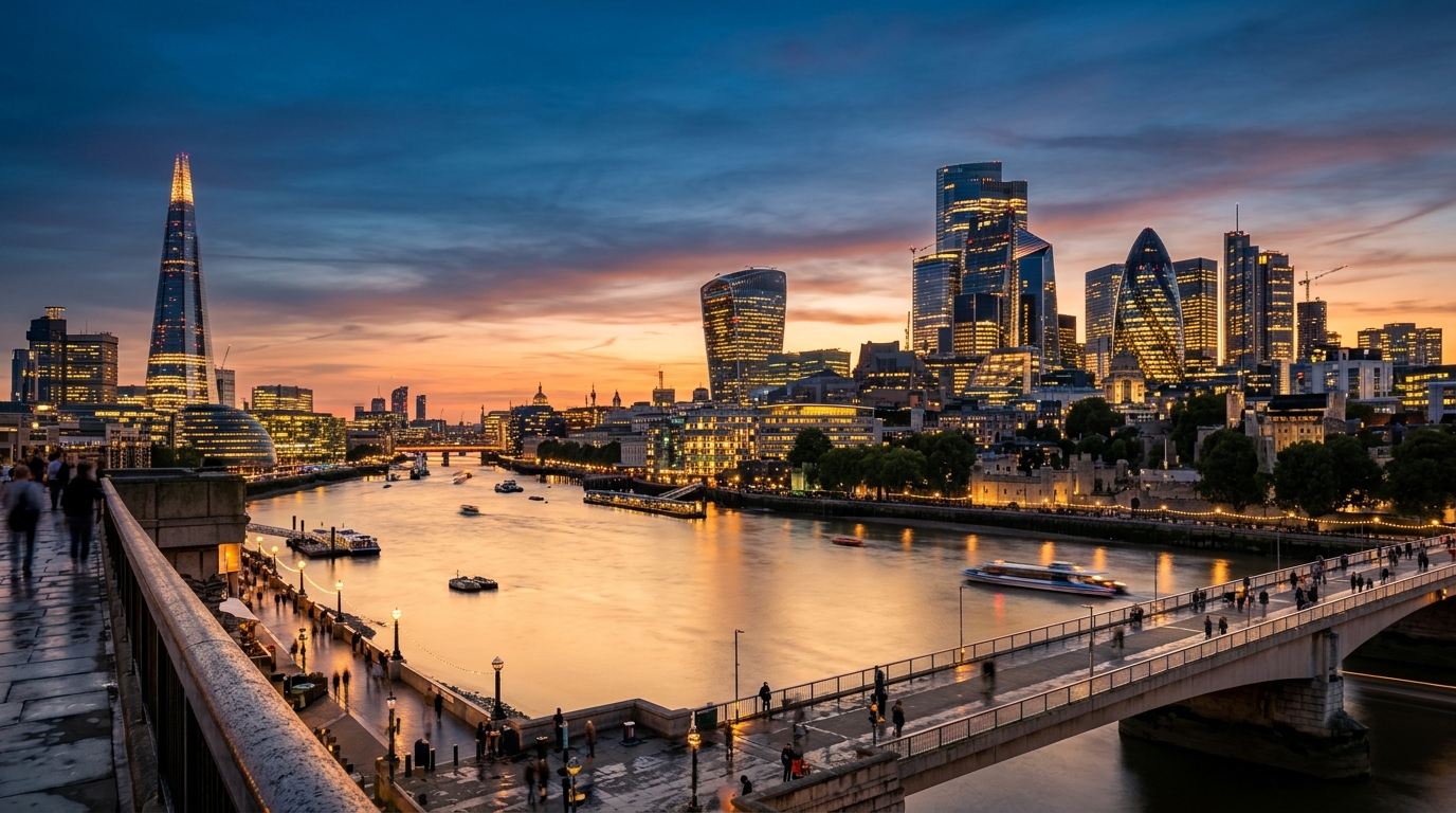 London skyline on the Thames representing UK commercial representation